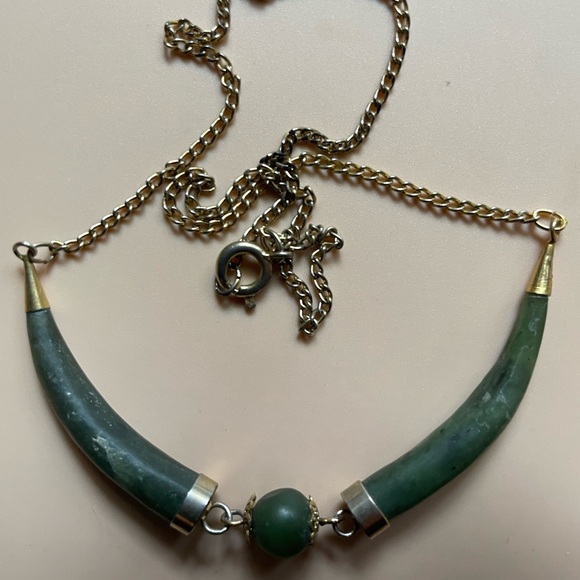 Jade with Gold Coloured Chain Necklace - Picture 2 of 3